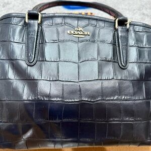 Coach Midnight Croc-Embossed Leather Tote
